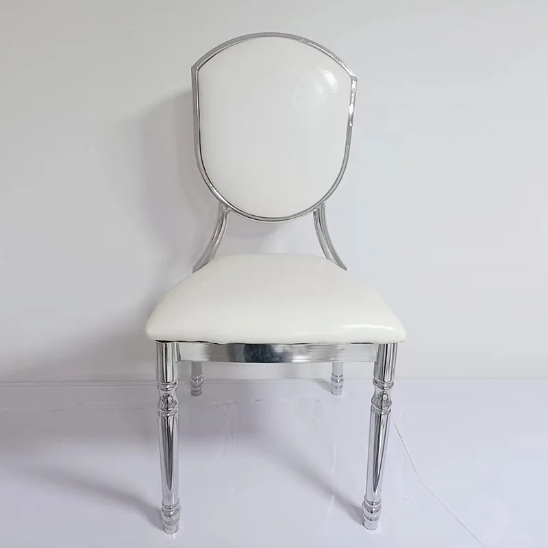 Stainless steel white shell back chair hotel banquet auditorium chair, hotel lobby iron lacquered wedding chair