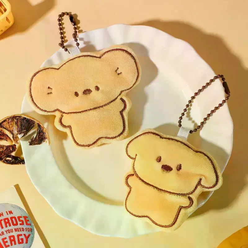 1/2Pcs Cute Cartoon Simulation Biscuit Bear Plush Pendant Keychain Kawaii Stuffed Doll Backpack Pendant Decorative Accessories