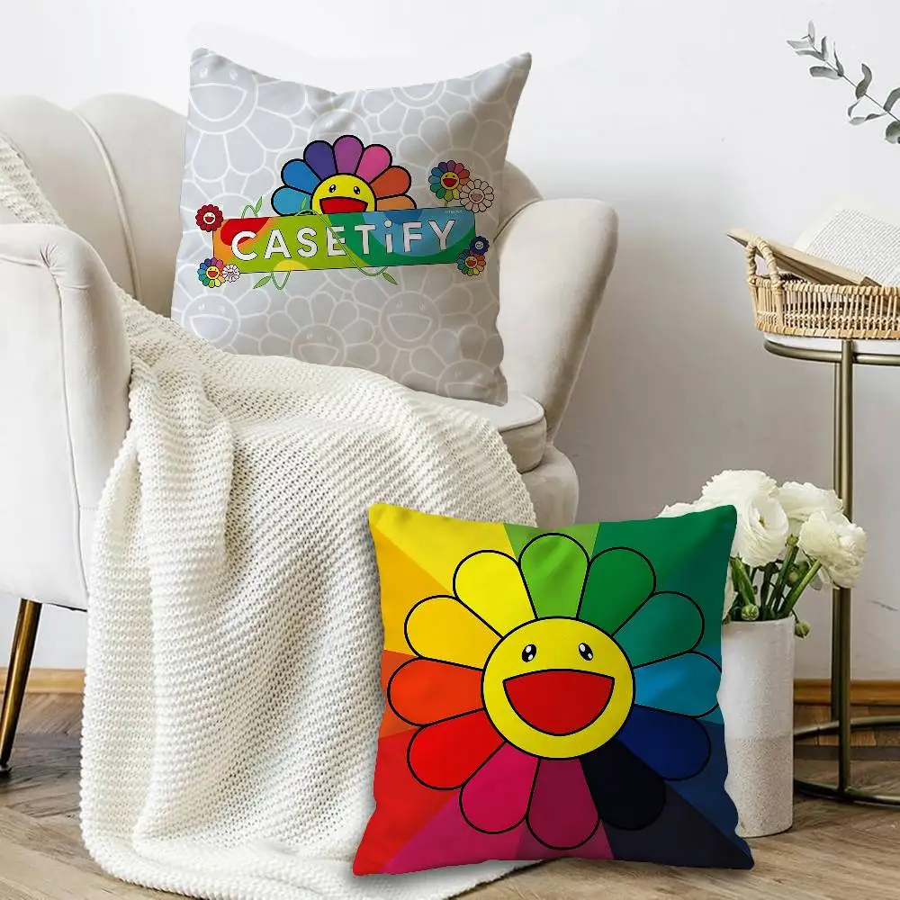 Takashi Murakami Flower Sunflower Pillow Cushion Cover Pillowcase Living Room Sofa Home Decor Customized