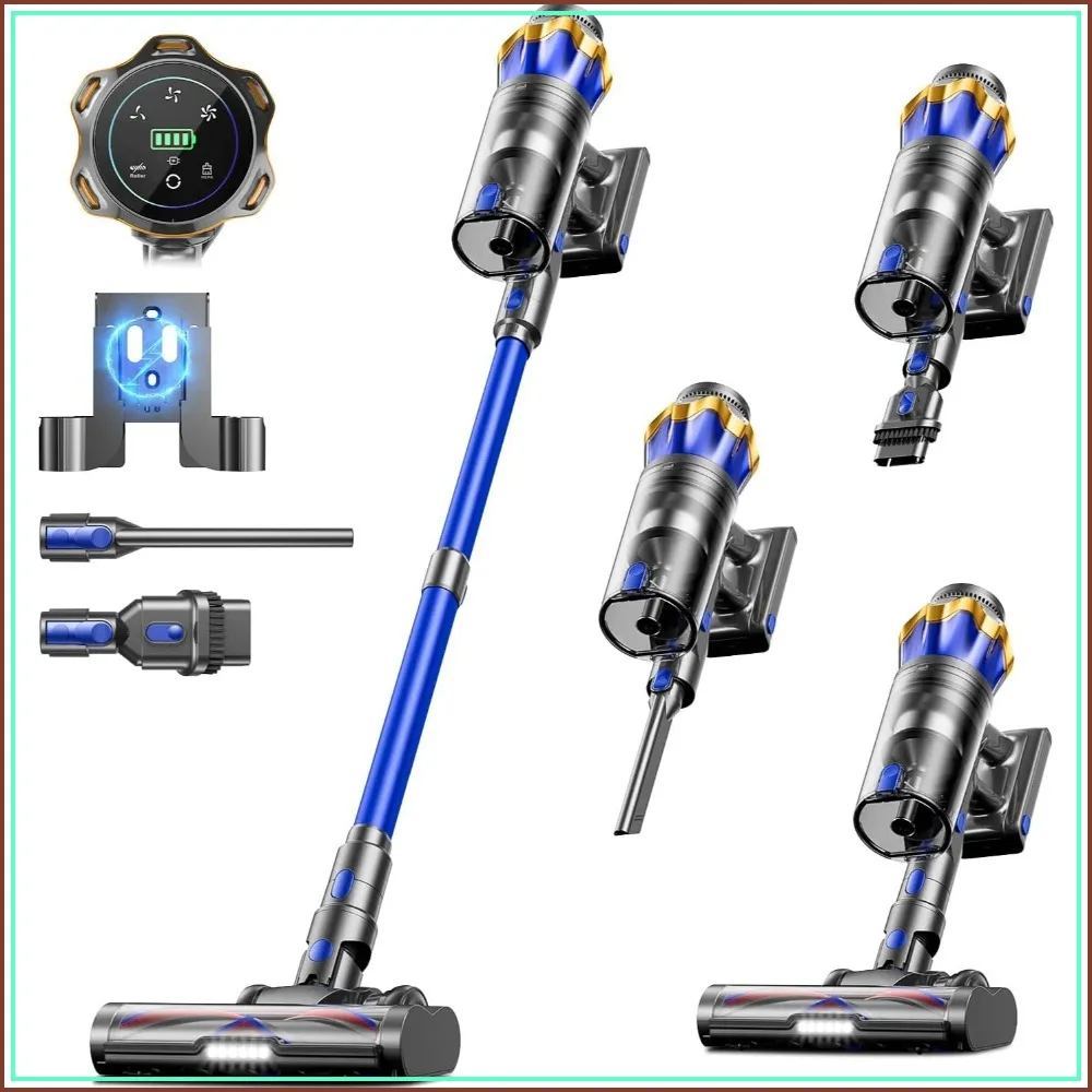 

Cordless Vacuum Cleaner, 650W 55KPA 70Mins, Self-Standing Touch Screen, Anti-tangle, for Home Pet Hair Carpets Floors