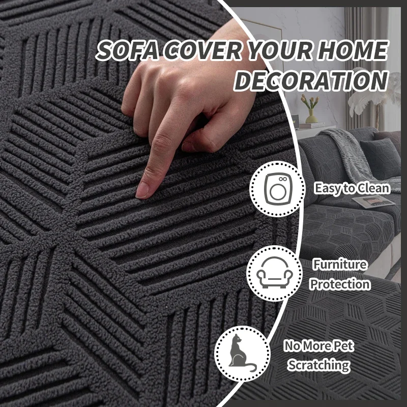 Mirror Jacquard Stretch Adjustable Elastic Sofa Cover for Living Room Anti Pet Scratch Slipcovers 1 2 3 4 Seat Couch Cover