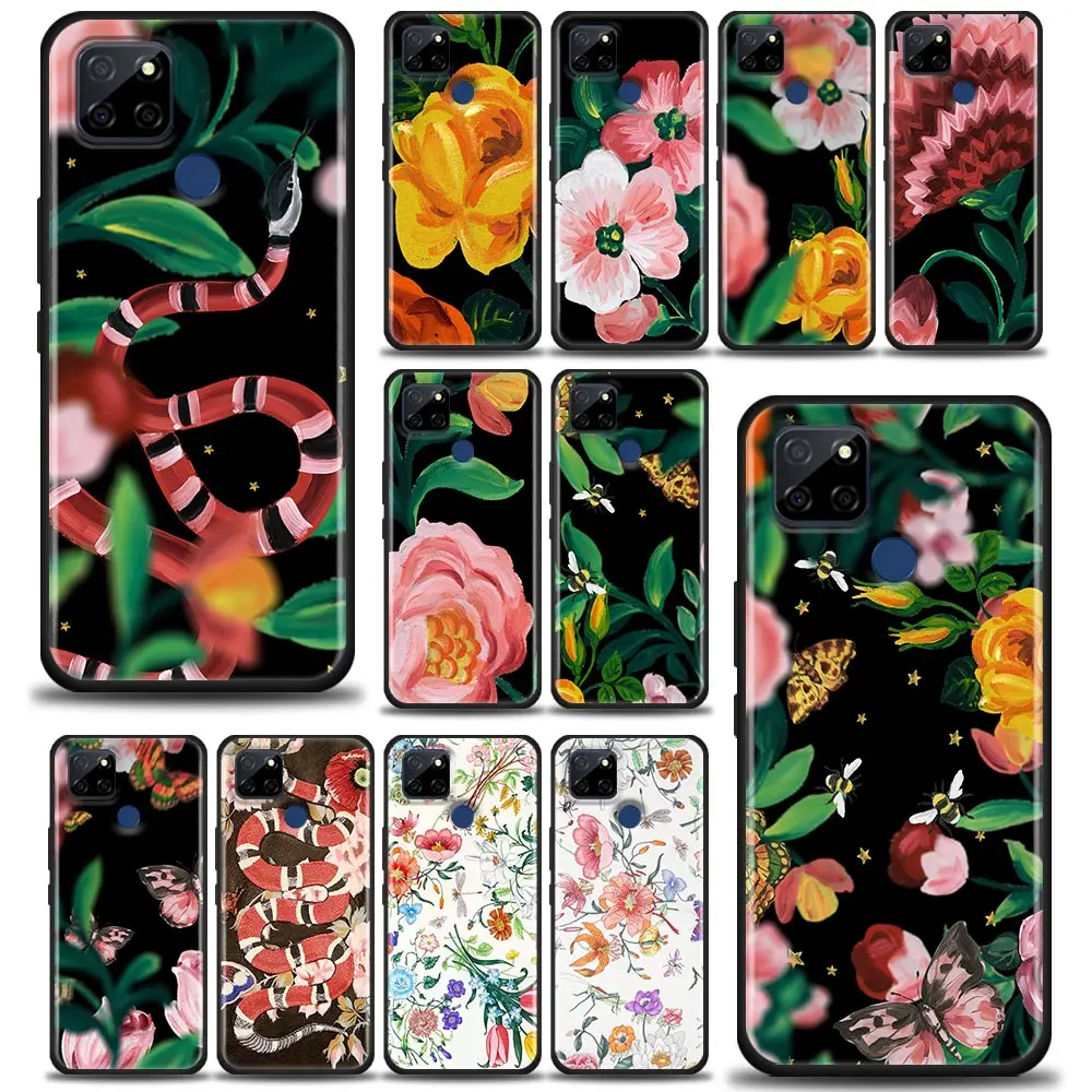 Marke Schlange Flora Schmetterling Muster Silikon Fall Für Realme 5 6 Pro 6i 7 5G 7i 8 8i 9i 9 Pro Plus Telefon Shell Soft Cover