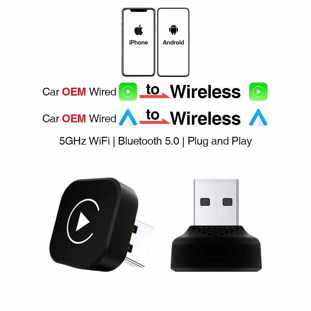 2in1 Draadloze CarPlay Dongle Draadloze Android Auto Adapter AI Smart Box Auto Intelligente Systemen Voor Auto Met Bedrade CarPlay