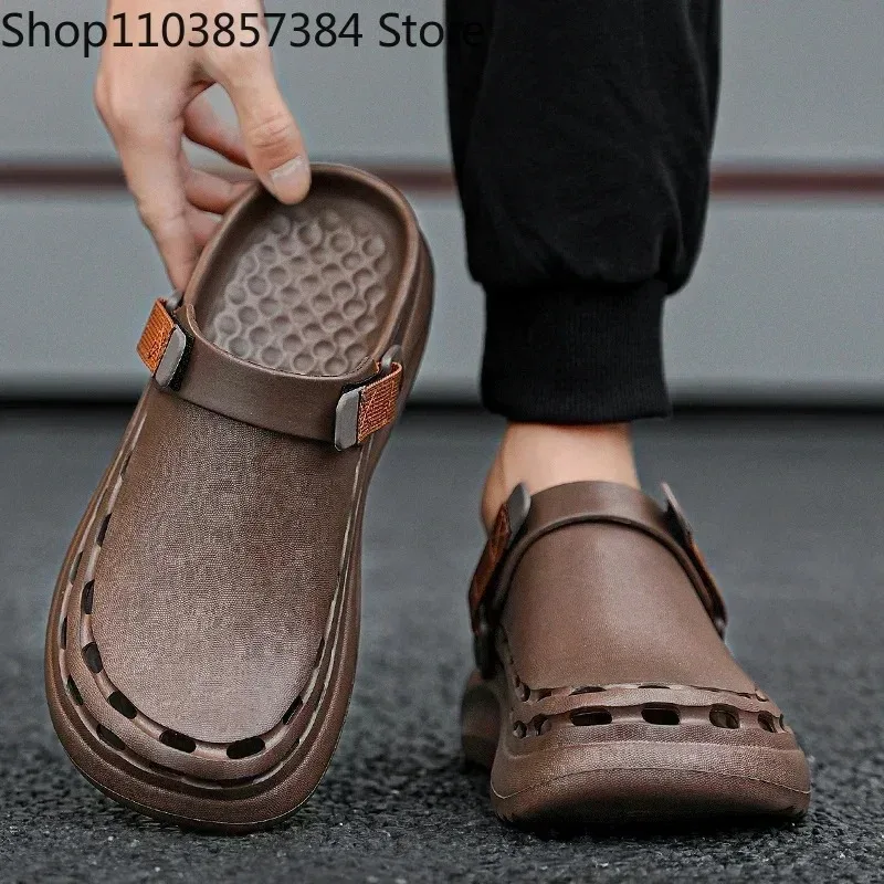 Summer Men Sandals Light EVA Men's Casual Shoes Hole Shoes Clogs Lovers Home Garden Outdoor Male Beach Flat Slippers Big Size 49