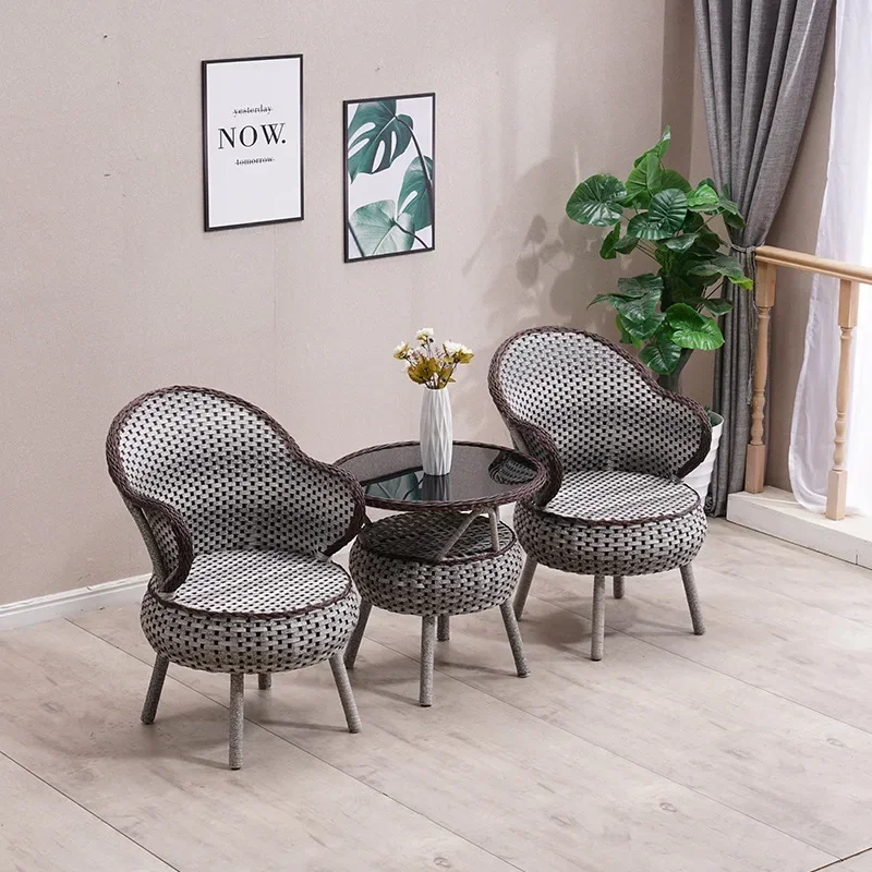 

Balcony Table and Chair Combination Nordic Outdoor Courtyard Leisure Table and Chair Set Outdoor Sofa Waterproof Rattan Chair