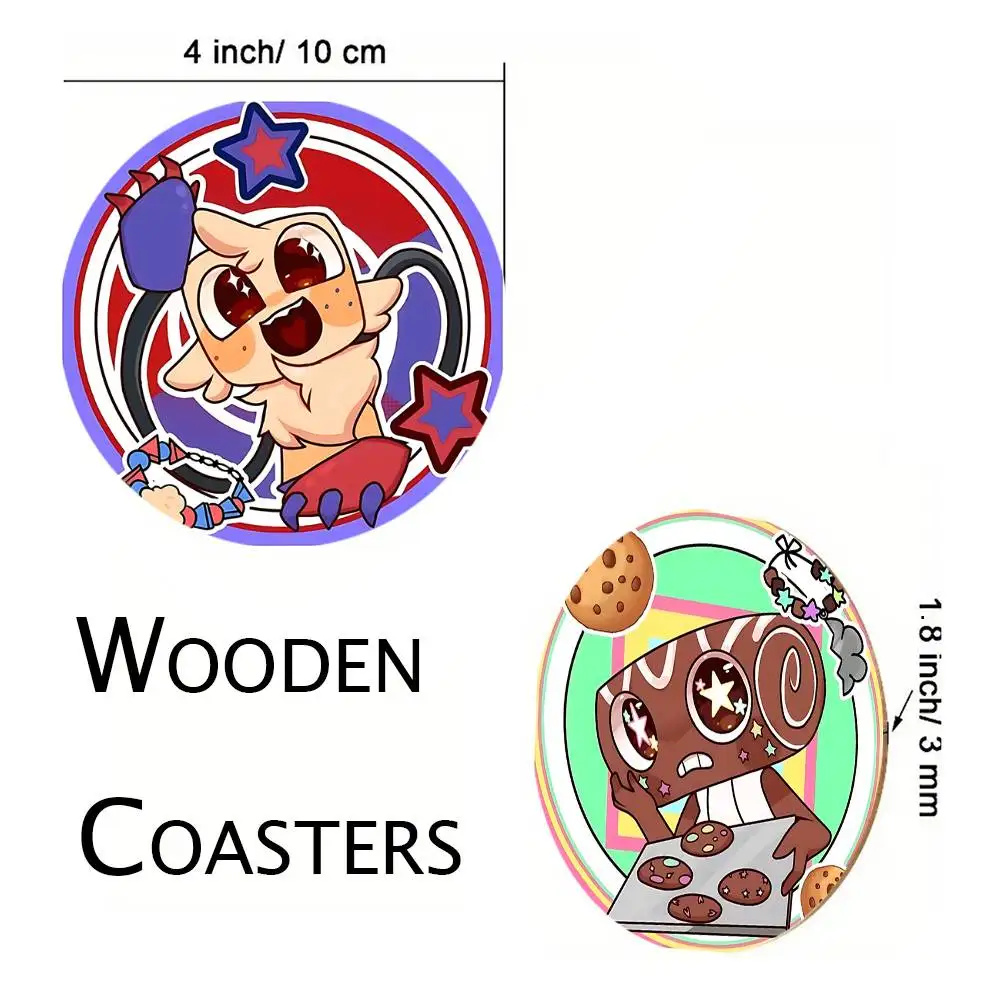 Cute-D-dandys-W-worldS Kawaii Coasters Round Wooden For Cute Design Suitable For Drinks Tea Coffee Home Gift Choice Holidays