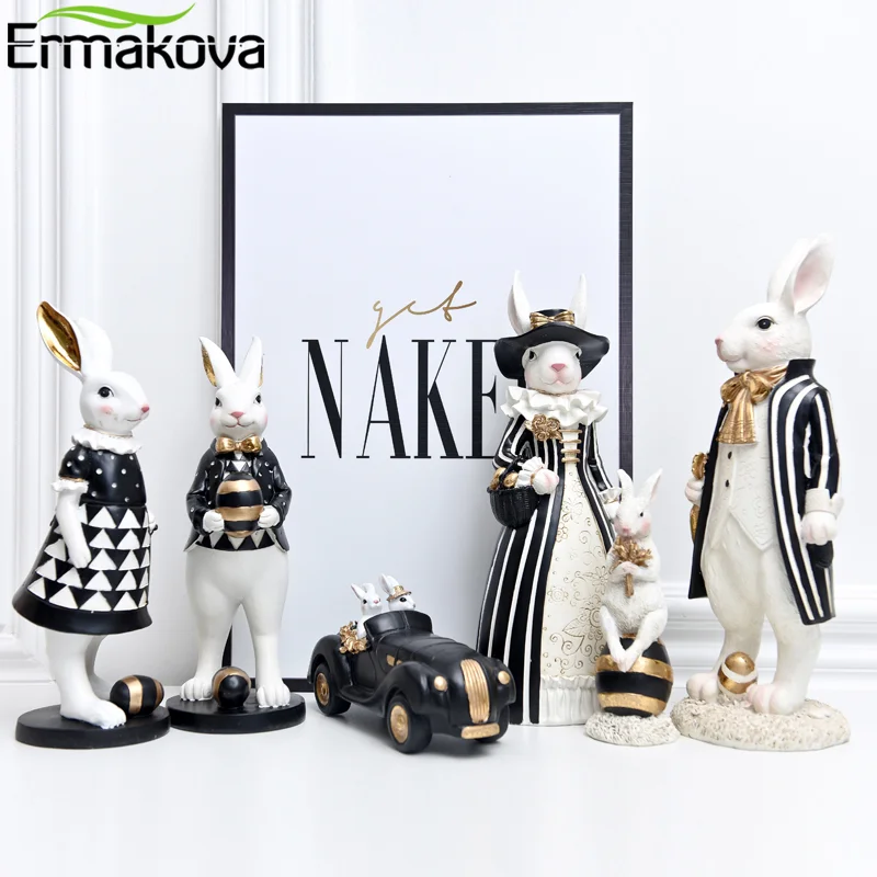 ERMAKOVA American Rustic Cute Rabbit Ornaments Bunny Sculpture Bedroom Living Room Wine Cooler  Decoration Wedding Gift