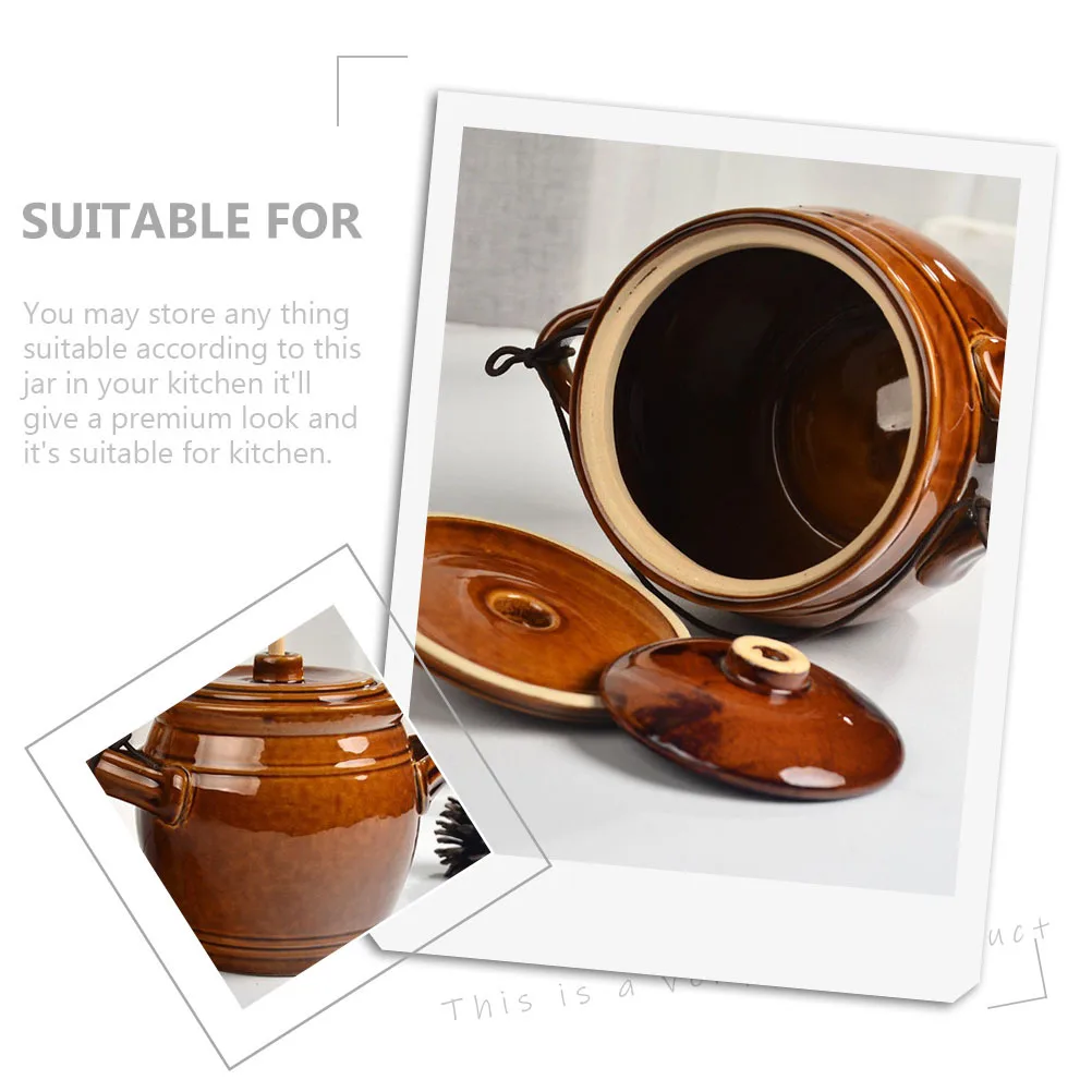 

1Pcs Ceramic Pickles Jar Self-Pressure Sealed Food Storage Container Kitchen Storage Pot Home Use Self-Pressure Pickles Canister