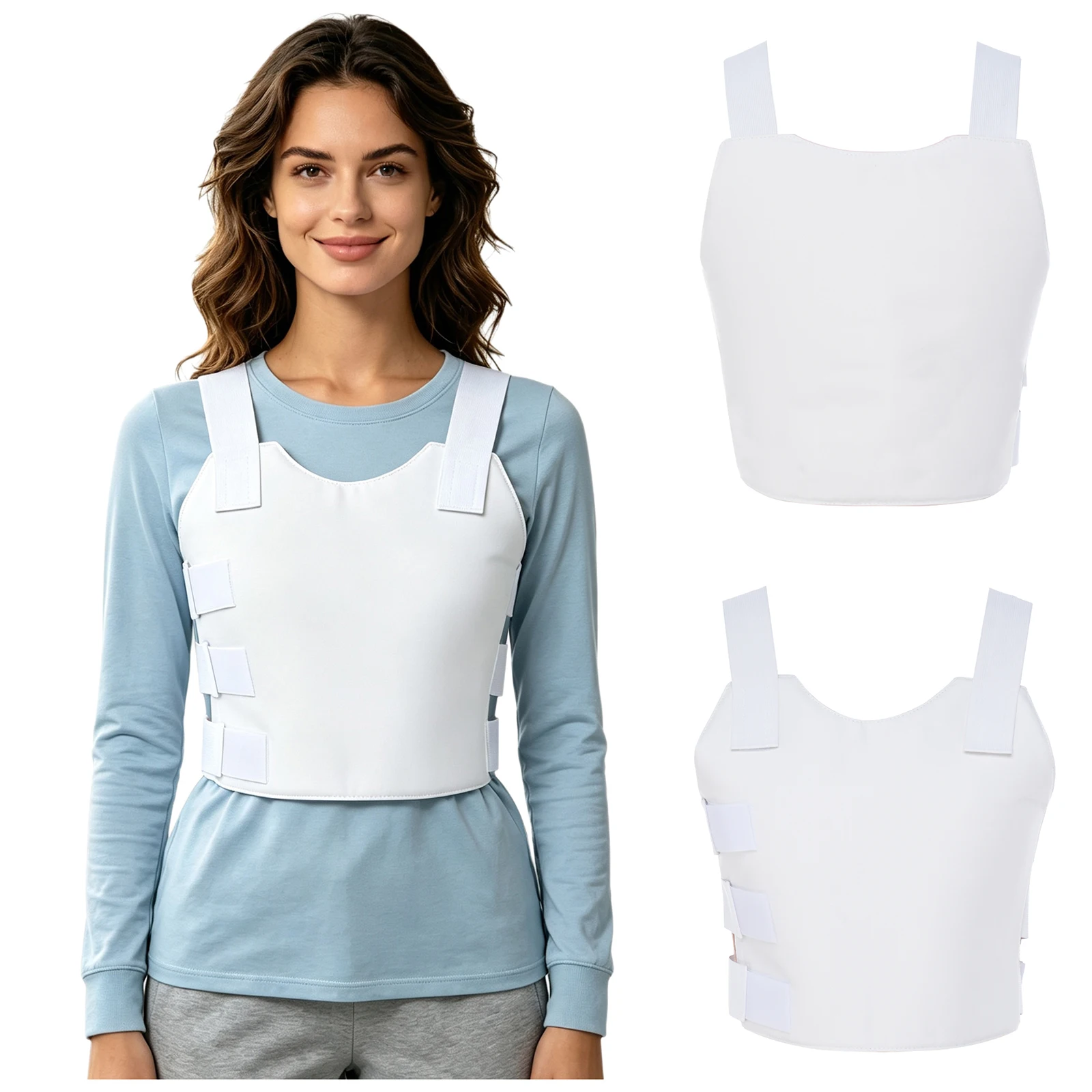 Adults Women Men Post Surgery Chest Support Vest with Adjustable Loop-hook Fastener Padded Chest Compression Wrap for Recovery