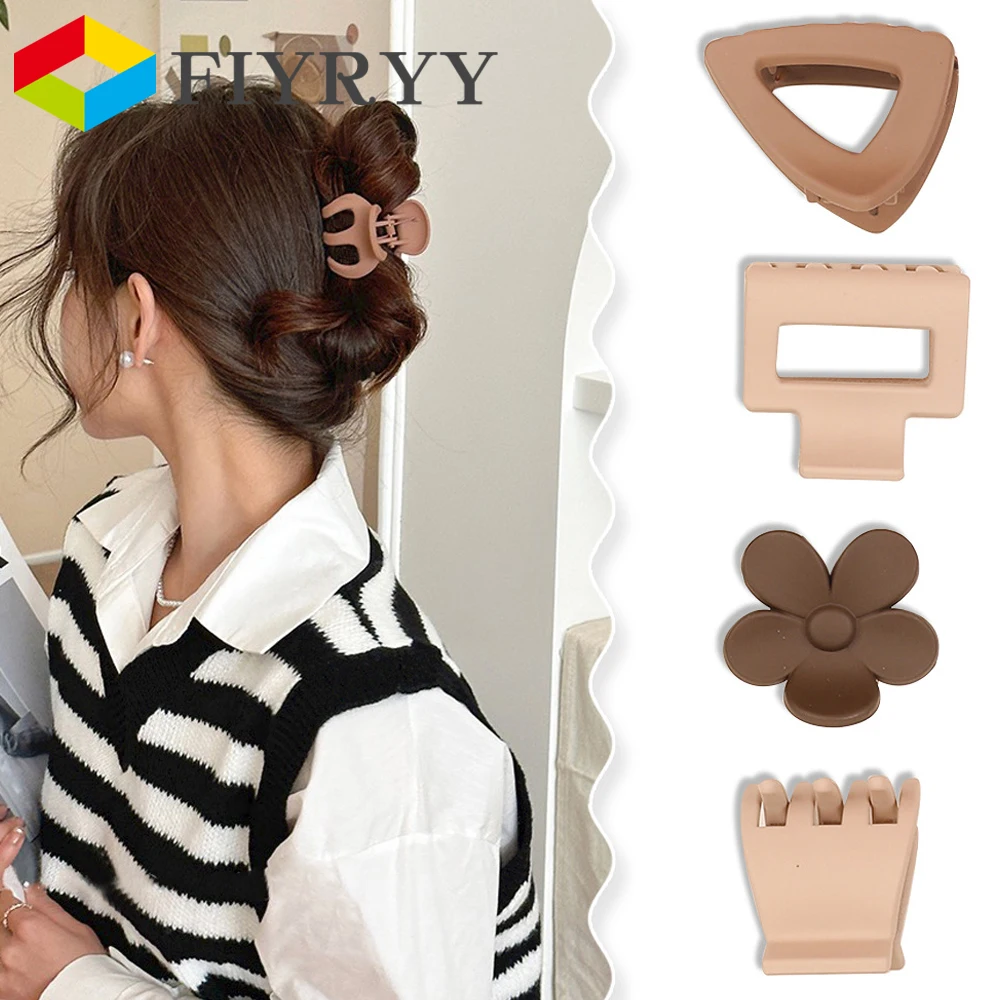 3pcs/set Hair Claw Frosted Geometric Simple Hairpin Coffee Color Barrettes Hair Clip For Women Girls Headwear Hair Accessories