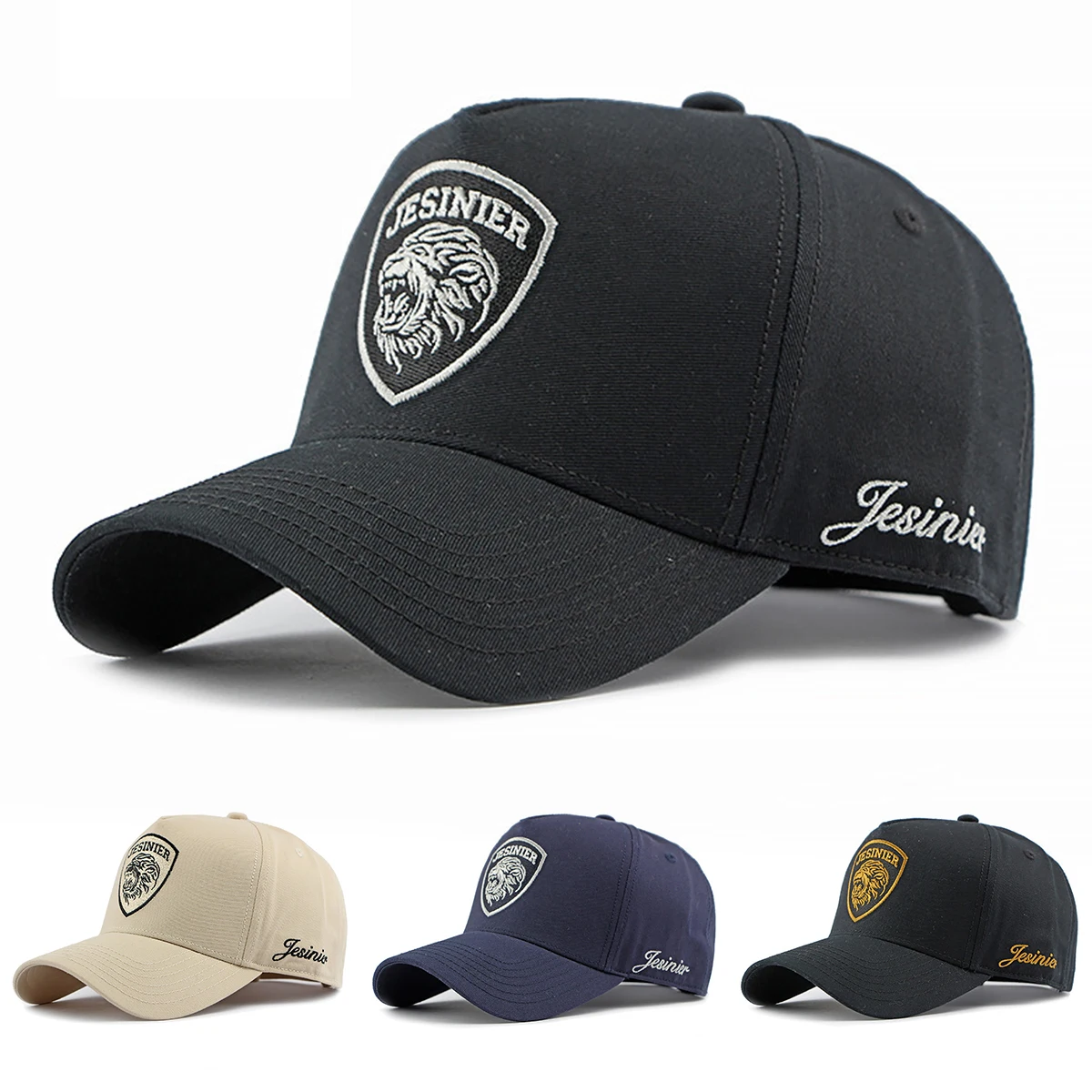 Unisex JESINIER Lion Embroidery Baseball Caps Spring Autumn Outdoor Adjustable Casual Hats Sunscreen Hat Sports Cap