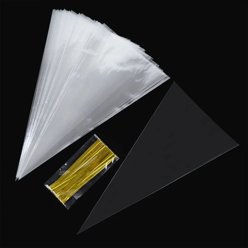 50Pcs Klar Kegel Süßigkeiten Taschen Lebensmittel Snack Verpackung Kunststoff Tasche Mit Krawatten Hochzeit Geburtstag Party Favors Dekoration DIY Geschenk taschen – Detail 9
