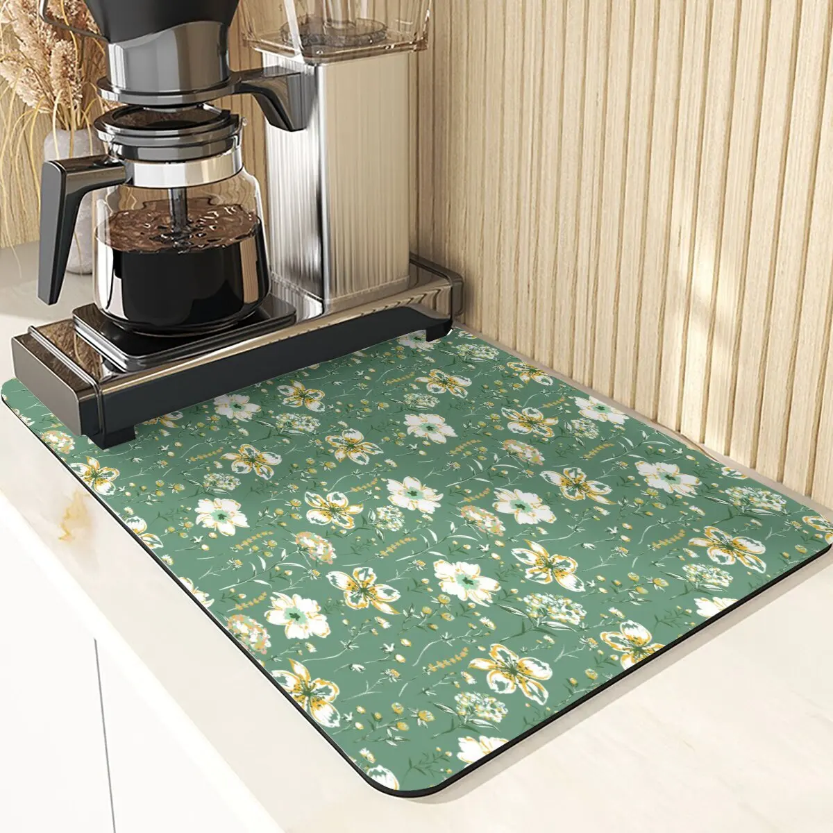 Plant Style Dining Table Diatomaceous Earth Mat Clover Pattern Table Mats Bamboo Mat Absorbent Drying Mat For Kitchen Decoration