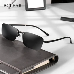 BCLEAR Fashion Optical Spectacle Frame With Clip On Sunglasses Polarized Magnetic Glasses Men Half Rim Prescription Eyeglasses