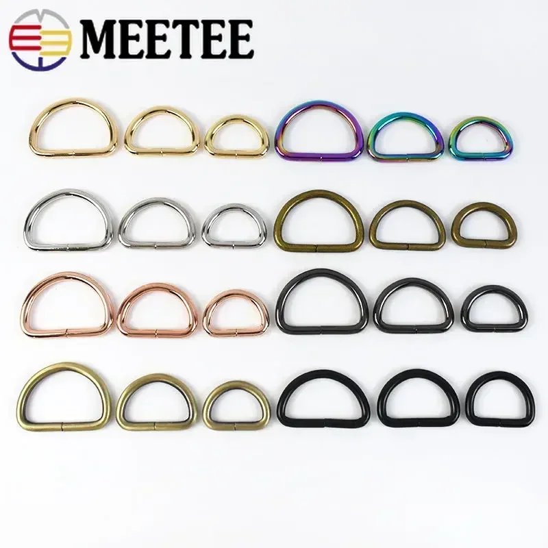 Meetee 10Pcs 20/25/32/38mm D Ring Metal Buckles For Webbing Bag Strap Adjuster Buckle Dog Collar Clasps DIY Hardware Accessories