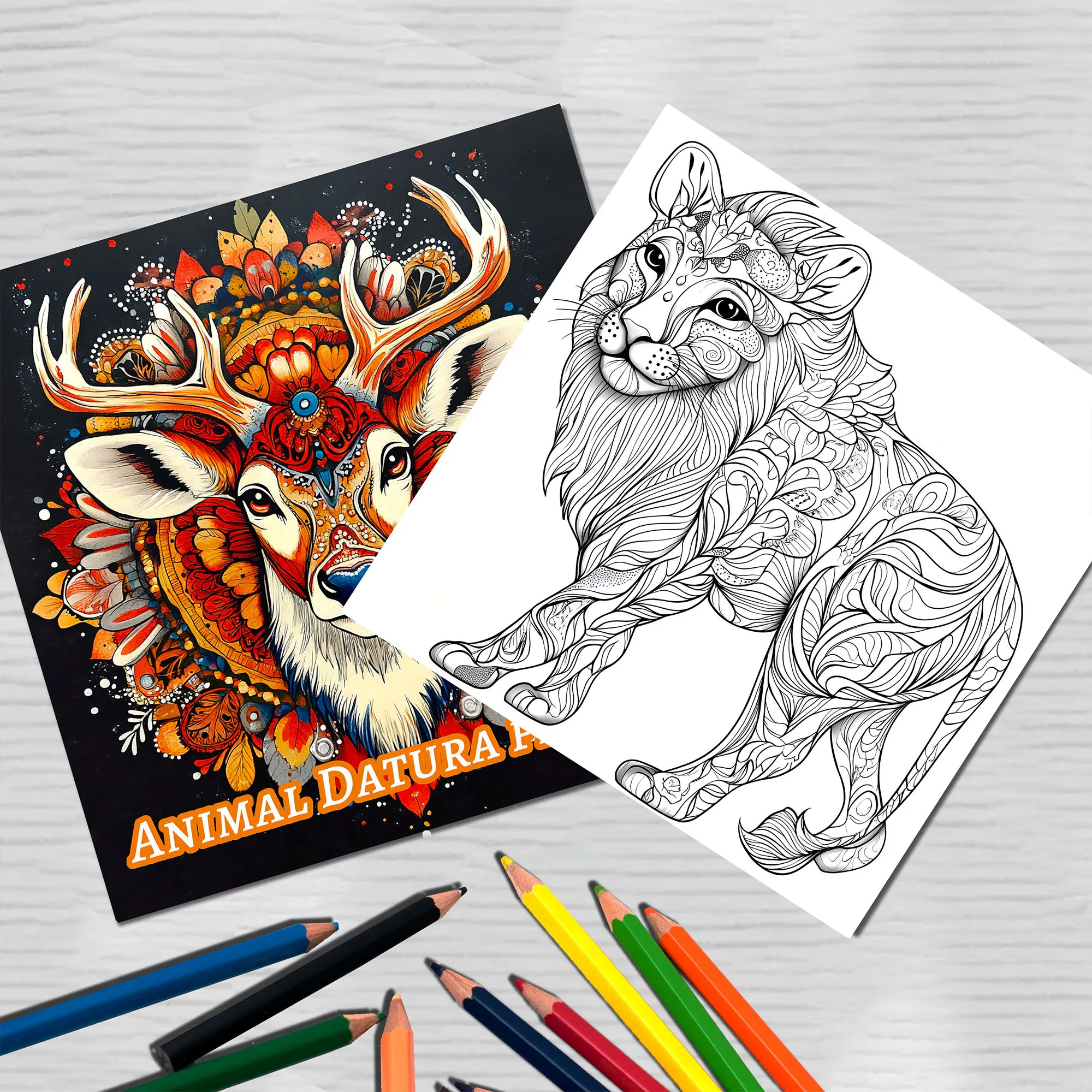 2-Pack Animal Mandala Colouring Book for Adults - Stress Relief and Mindfulness Art Therapy