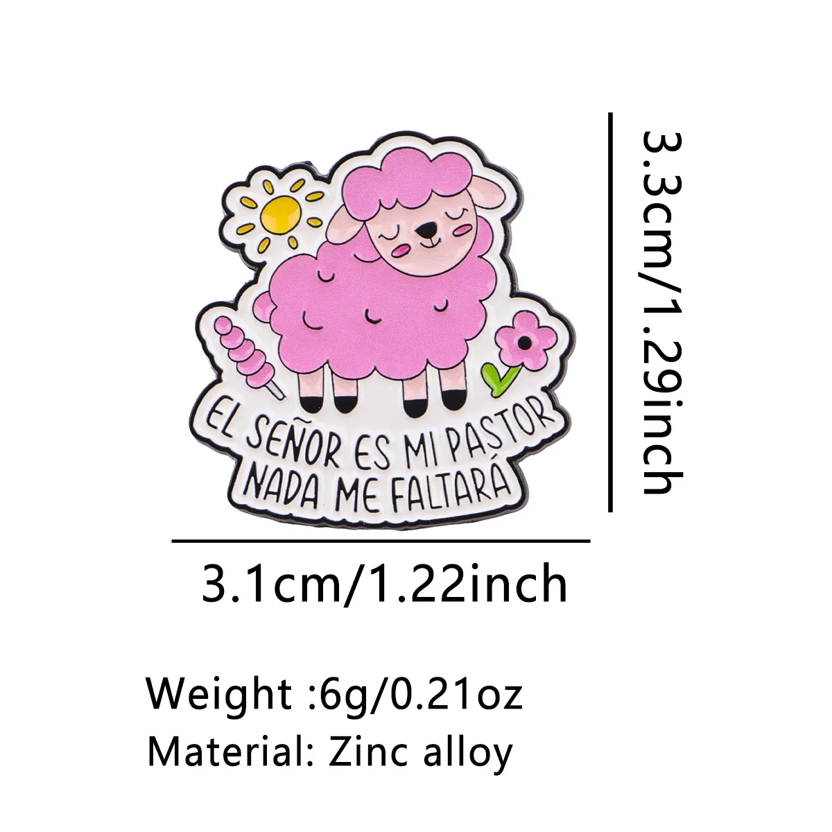 Pin de esmalte oveja rosa con mensaje cristiano broche kawaii - imagen 2