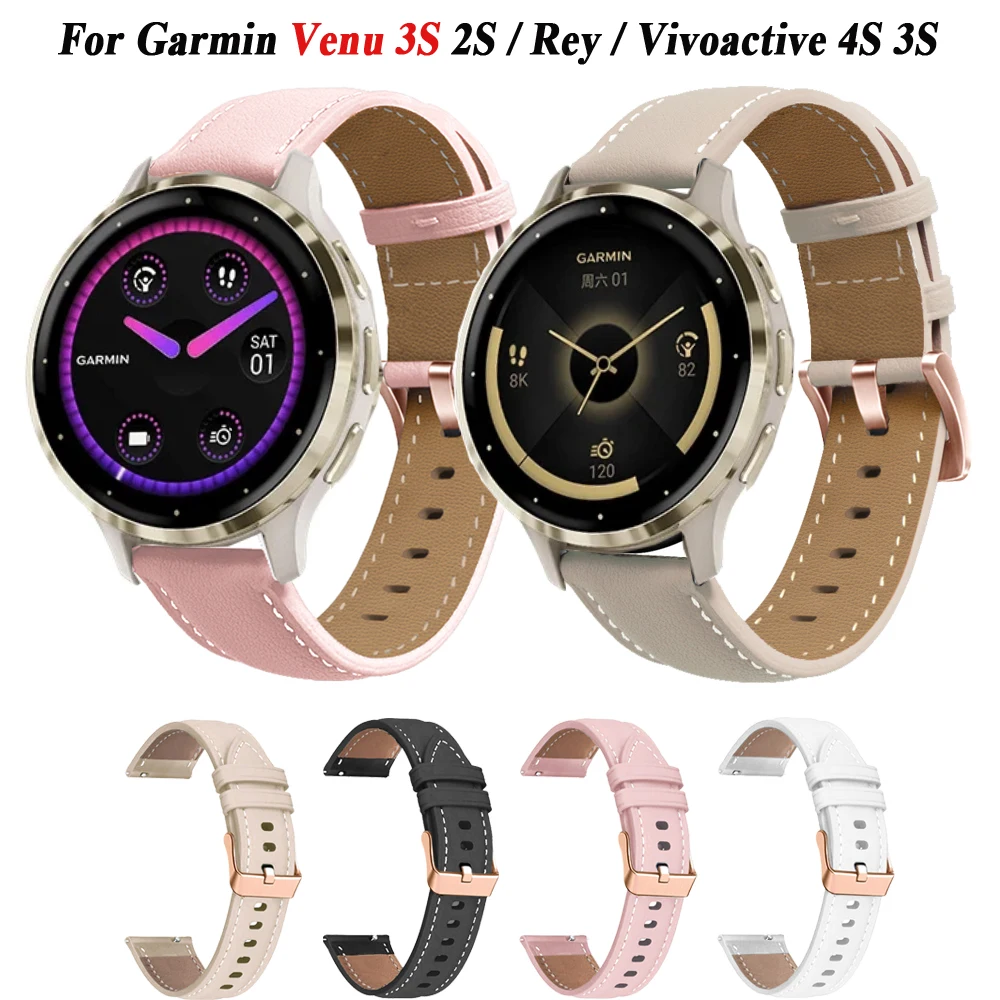 Voor Garmin Venu 3S Sport Lederen Smart Horlogebandje Voor Venu 2S/Rey/Forerunner 265S 255S/Vivoactive 4S 3S Polsbandje 18Mm Armband