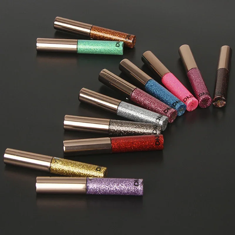 14 Colors Diamond Glitter Eyeliner Waterproof  Shiny Silver Pink Gold Color Pigment Liquid Eyeliner Makeup  Beauty Tools