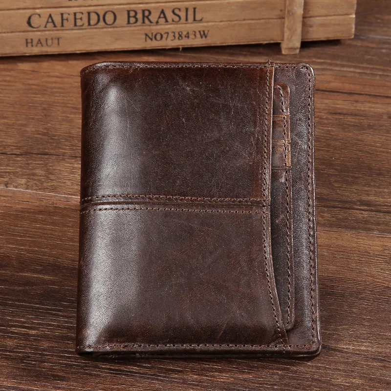 Genuine Leather Restoring Ancient Ways Is Brief Paragraph bags Oil Wax  Large Capacity Cowhide Leisure Chic Men's Wallet