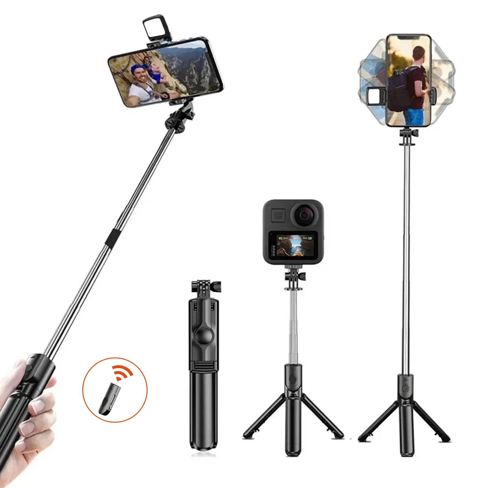 Universal Monopod Remote Shutter Fill Light for iPhone Samsung Xiaomi Phone Holder Mini Tripod Wireless Bluetooth Selfie Stick