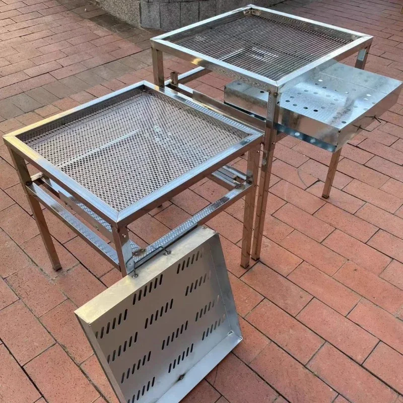 

Thickened Double Grill Mesh Grill Table Adjustable Portable Outdoor Bold Foldable