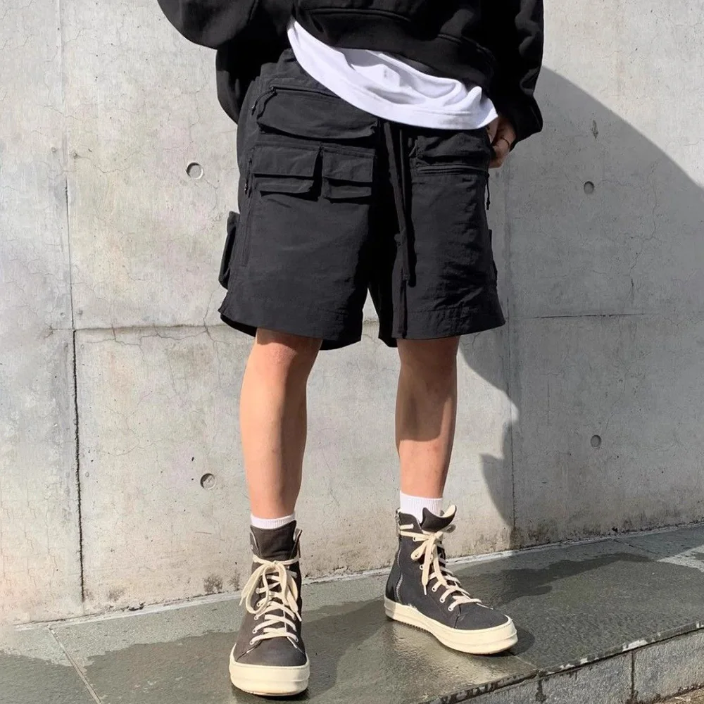 Mens Cargo Shorts Casual Functional Streetwear Personality Pocket Drawstring Trendy Versatile Shorts Men's Clothing 2024 Summer