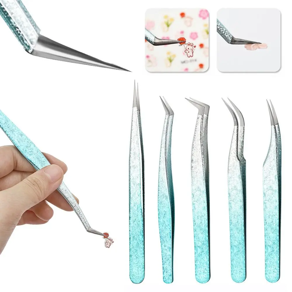 Pince à épiler pour extension de faux cils, pince à épiler antistatique, fleur de glace, pince à épiler pour sourcils, pinces à ongles pour greffe, 2 pièces