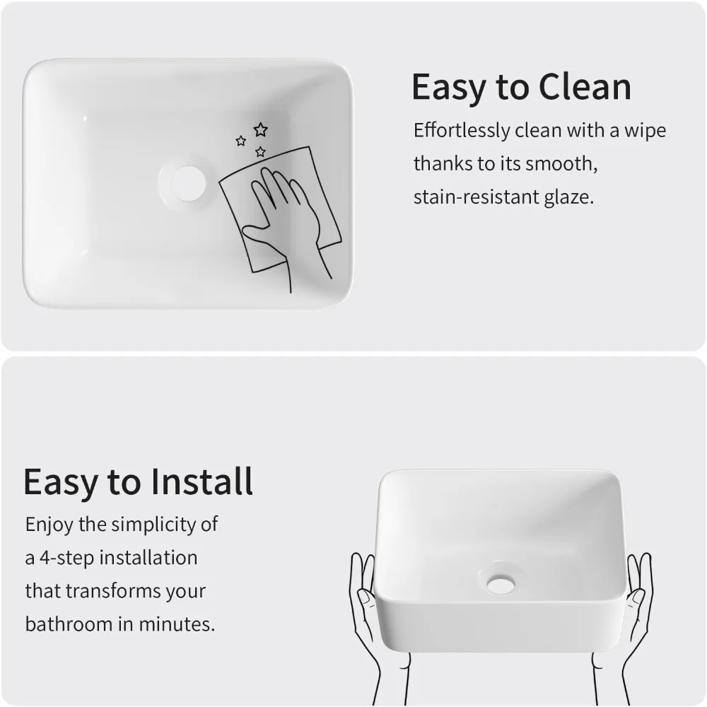 حوض أوعية سيراميك حديث، 16 × 12 بوصة، تصميم فوق العداد للحمامات الصغيرة