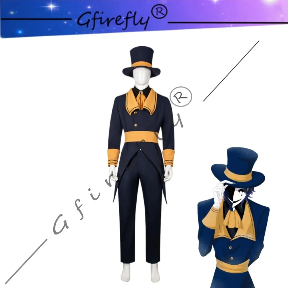 Freak Show Circus Ticket Taker Cosplay Costume Full Black Suit Hat Accessories Adult Unisex Halloween Clown Party Stage Outfit