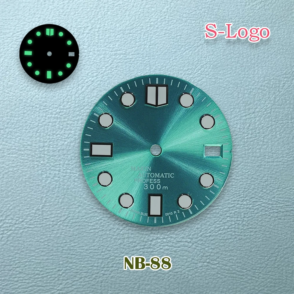 28.5mm S Logo Enamel NH35 Dial Fit NH36/4R/7S Movement Green Luminous High Quality Watch Modification Accessories Repair tools