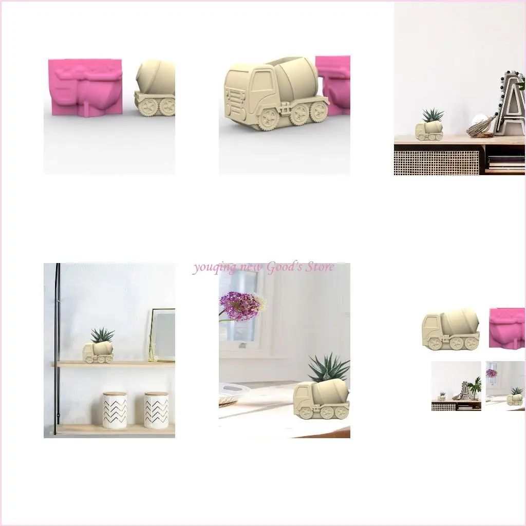 

57QA Mud Tanker Pen Holder Flower Pot Silicone Molds Epoxy Resin Mold DIY Planter Mold for DIY Resin Decors