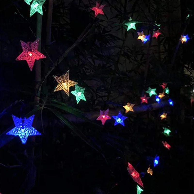 

Solar Star String Lights Outdoor LED Lighting For Christmas Patio Garden Yard Porch Fence Decoration