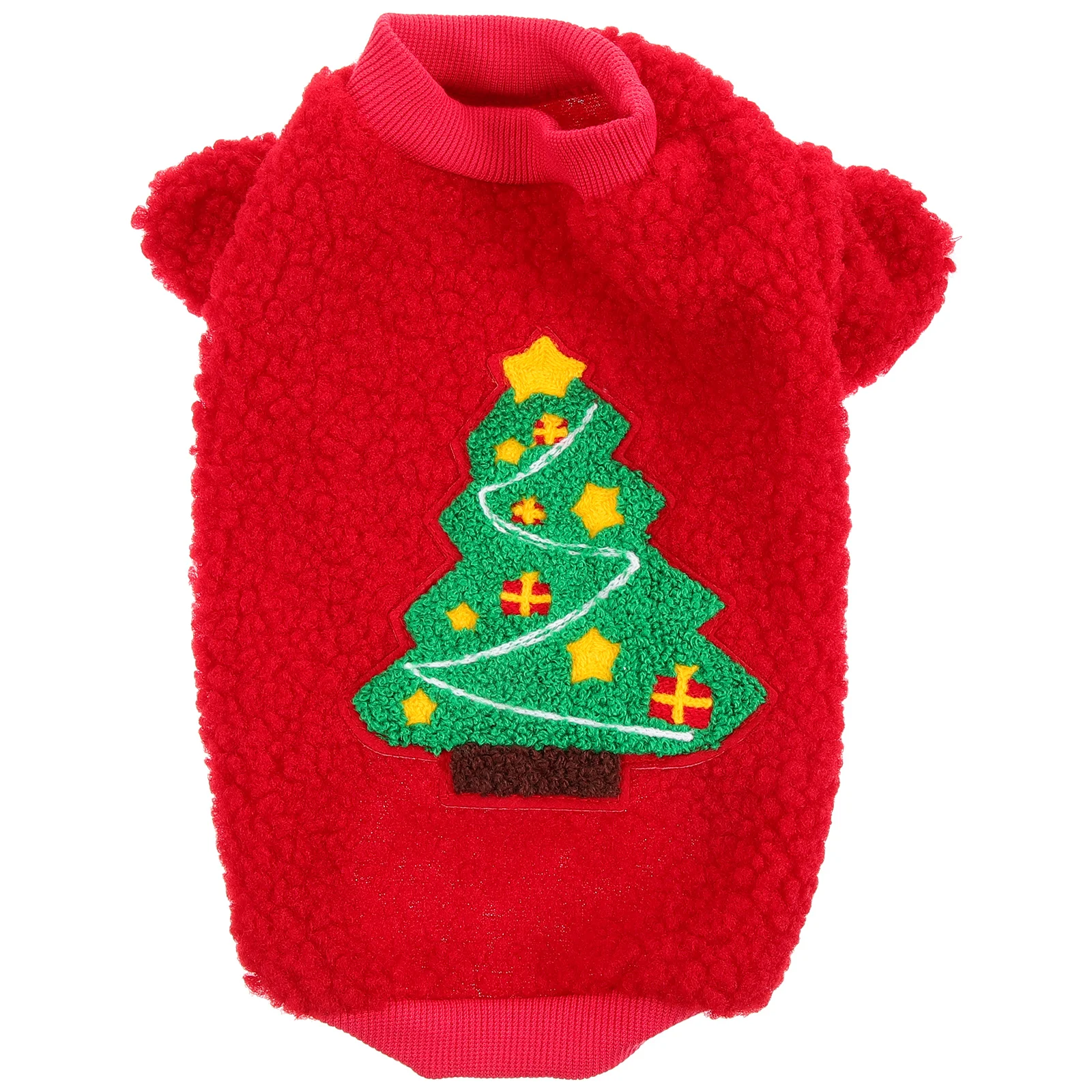 

Christmas Pet Clothes Warm Dog Winter Garment Red Xmas Costume Thick Puppy Outfit M Size Christmas Tree Pattern Dog Clothing