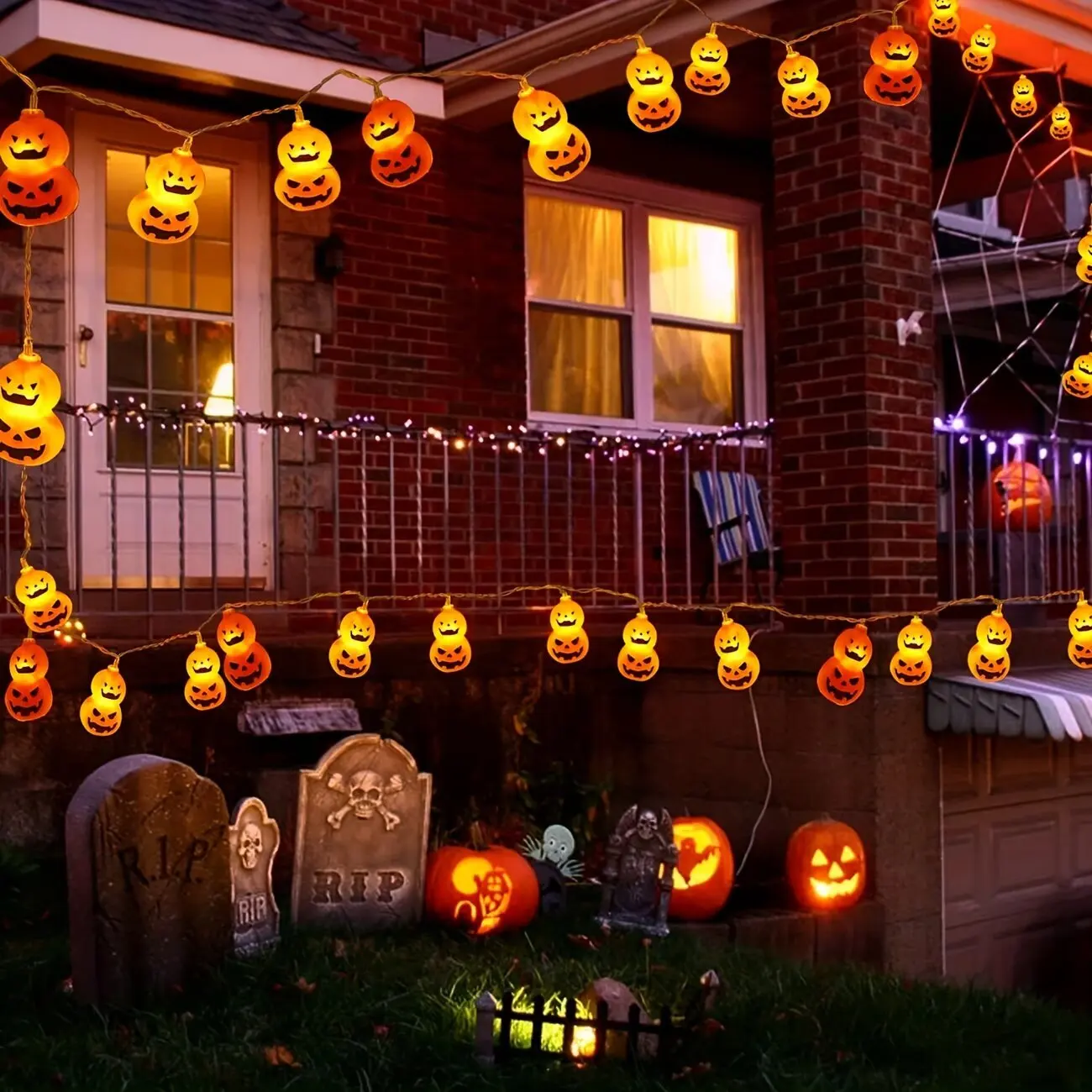 10 20 LED Halloween Ghost Pumpkin Led String Lights Battery Box Powered For Holiday Yard Decor Party Spooky Atmosphere Lamps