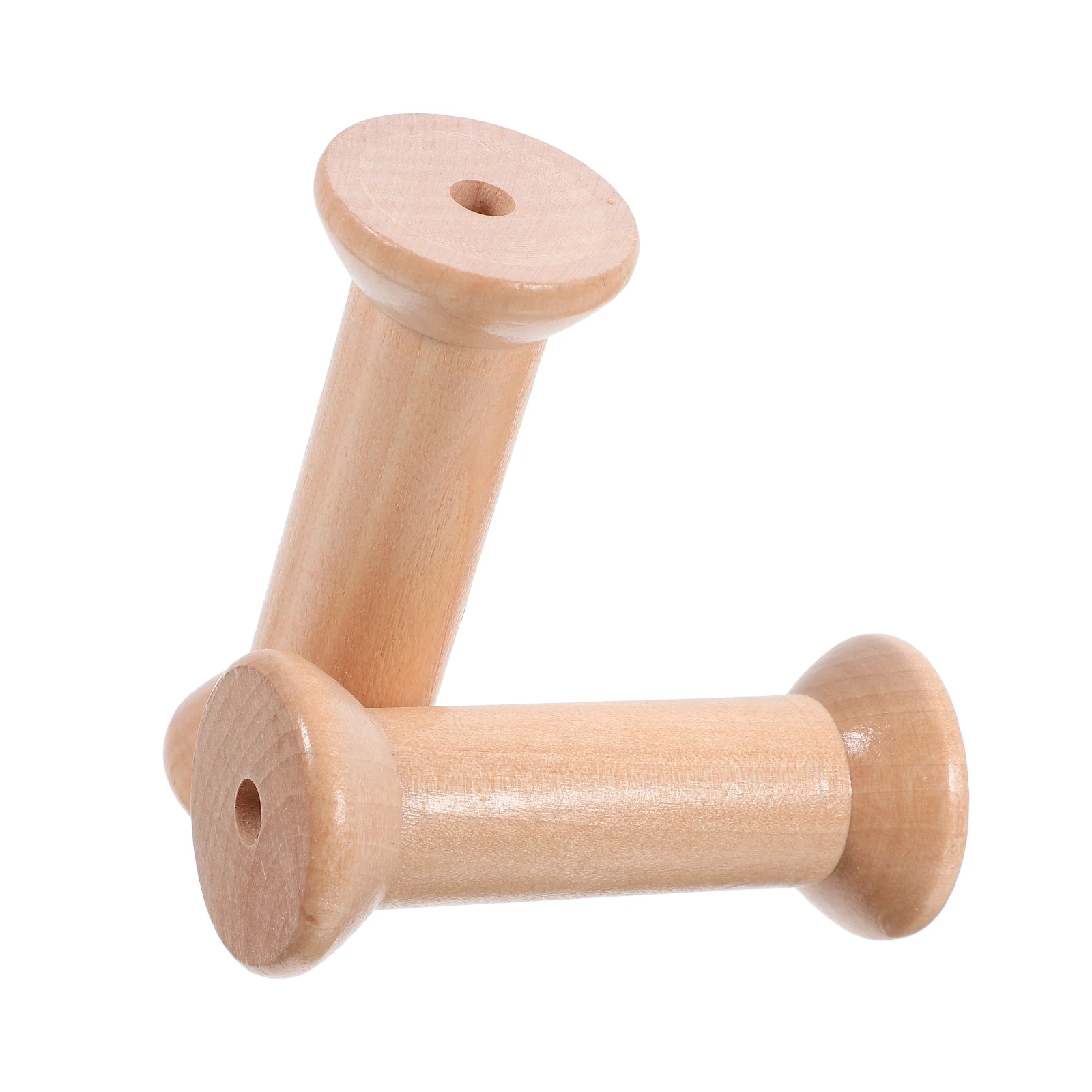 

2pcs Wooden Spools Vintage Design Smooth Rotatable Bobbin For Sewing Embroidery Ribbon Crafts Diy Yarn Weaving Cord Management