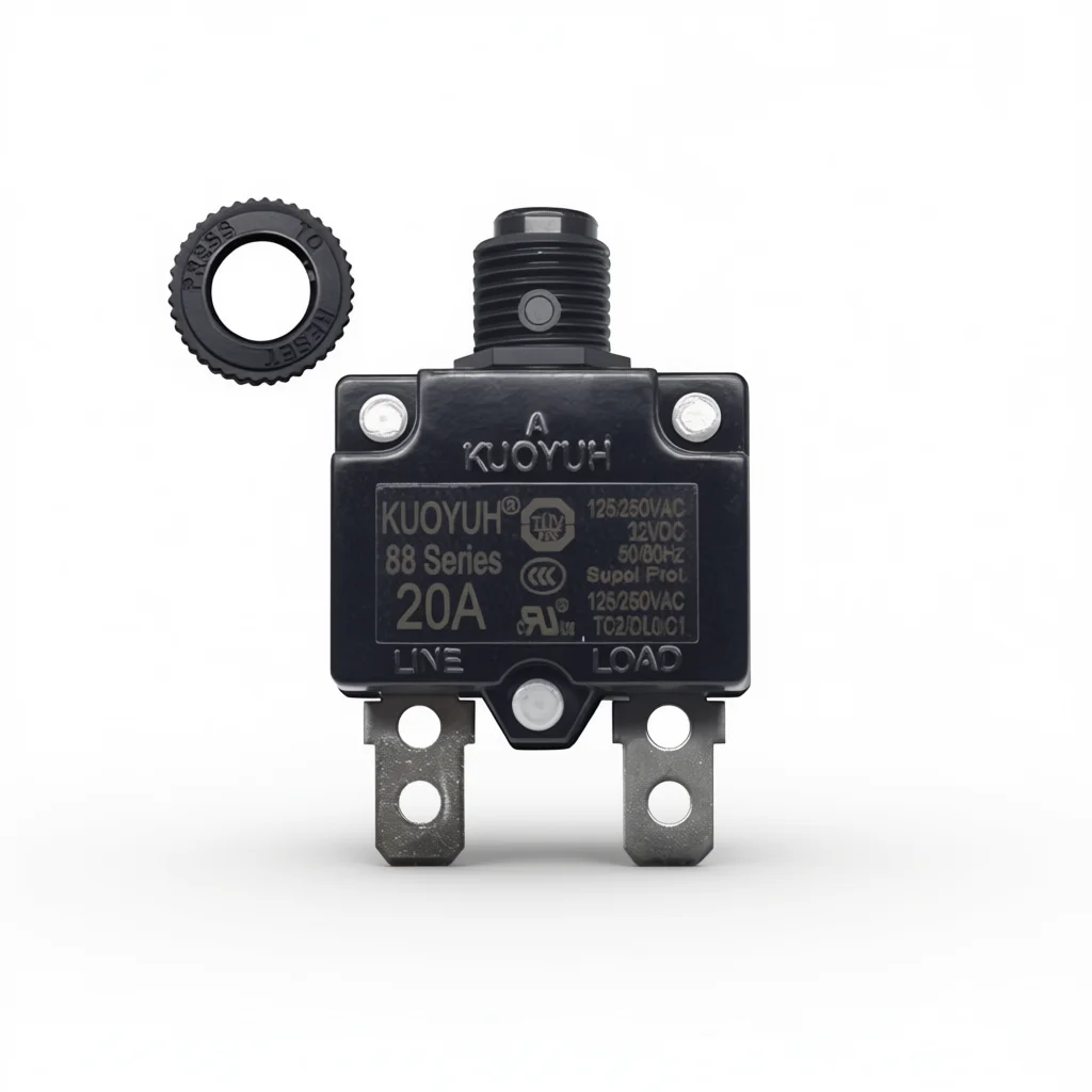 

KUOYUH 20A 88 Series Circuit Breaker 125/250VAC 50/60Hz Push-to-Reset (20A)