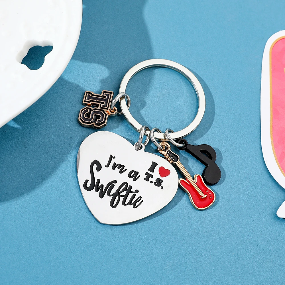 Star Singer Pendant Keychain Taylor Keyrings Fans Collect Stainless Heart Pendant Keyring Holder Men Women Bag Accessories view 5