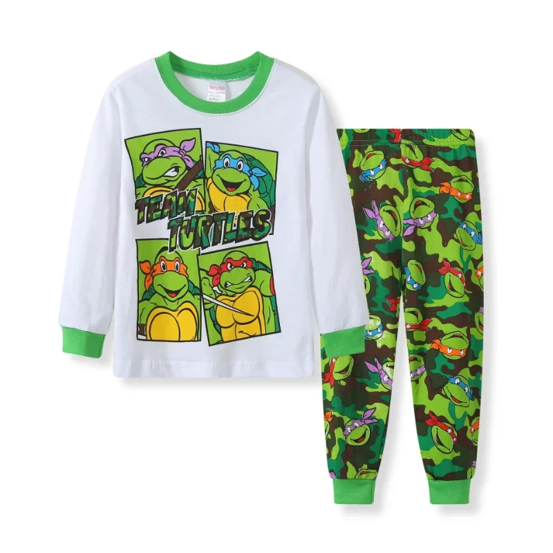 2 pezzi Anime Teenage Mutant Ninja Turtles Pigiama Ragazzi Vestiti per la casa Pigiama Kawaii per bambini Cartoon Cosplay Abiti da notte