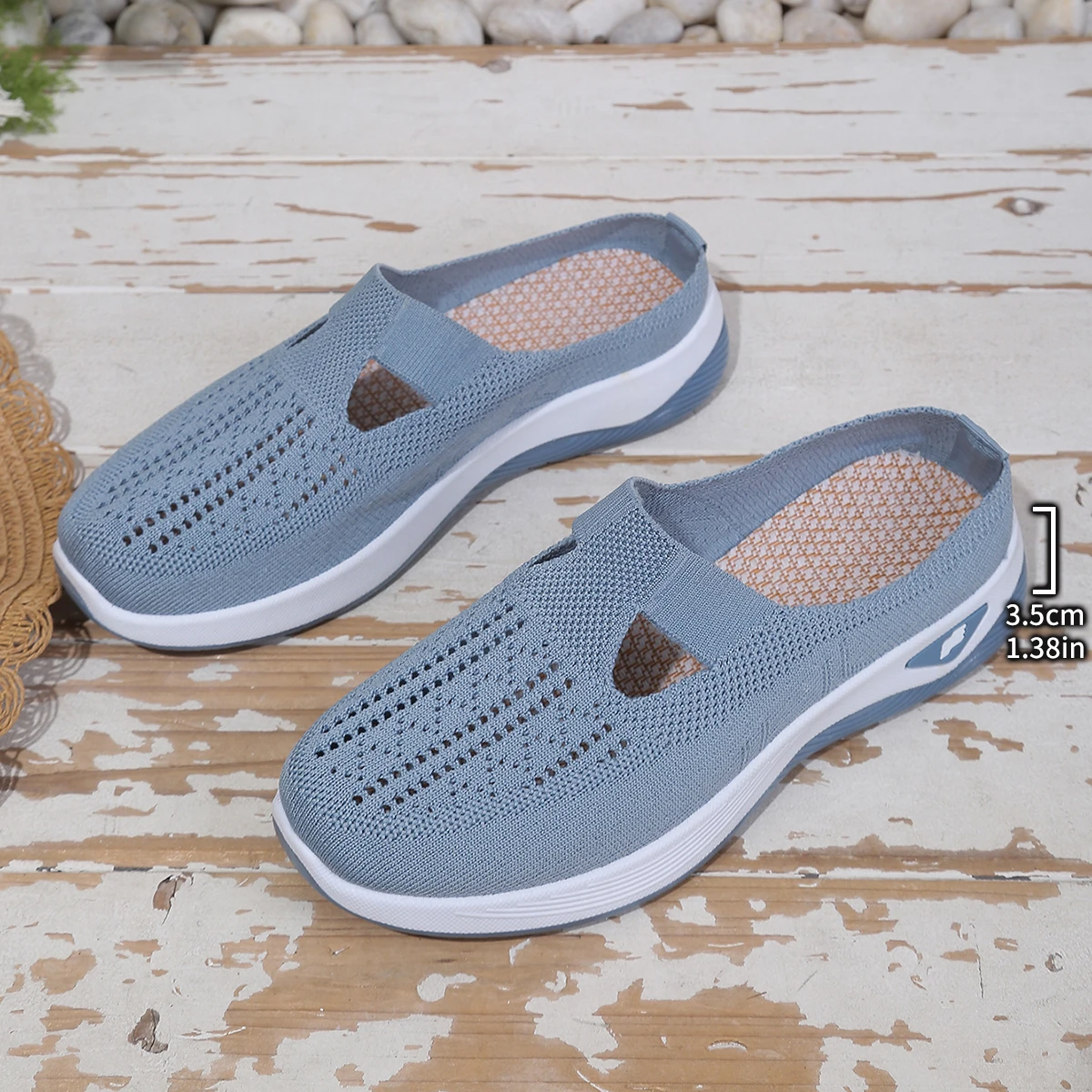 Zapatillas de malla antideslizantes para mujer, ligeras, sin talón, para caminar, para señoras mayores, informales, de verano, para exteriores