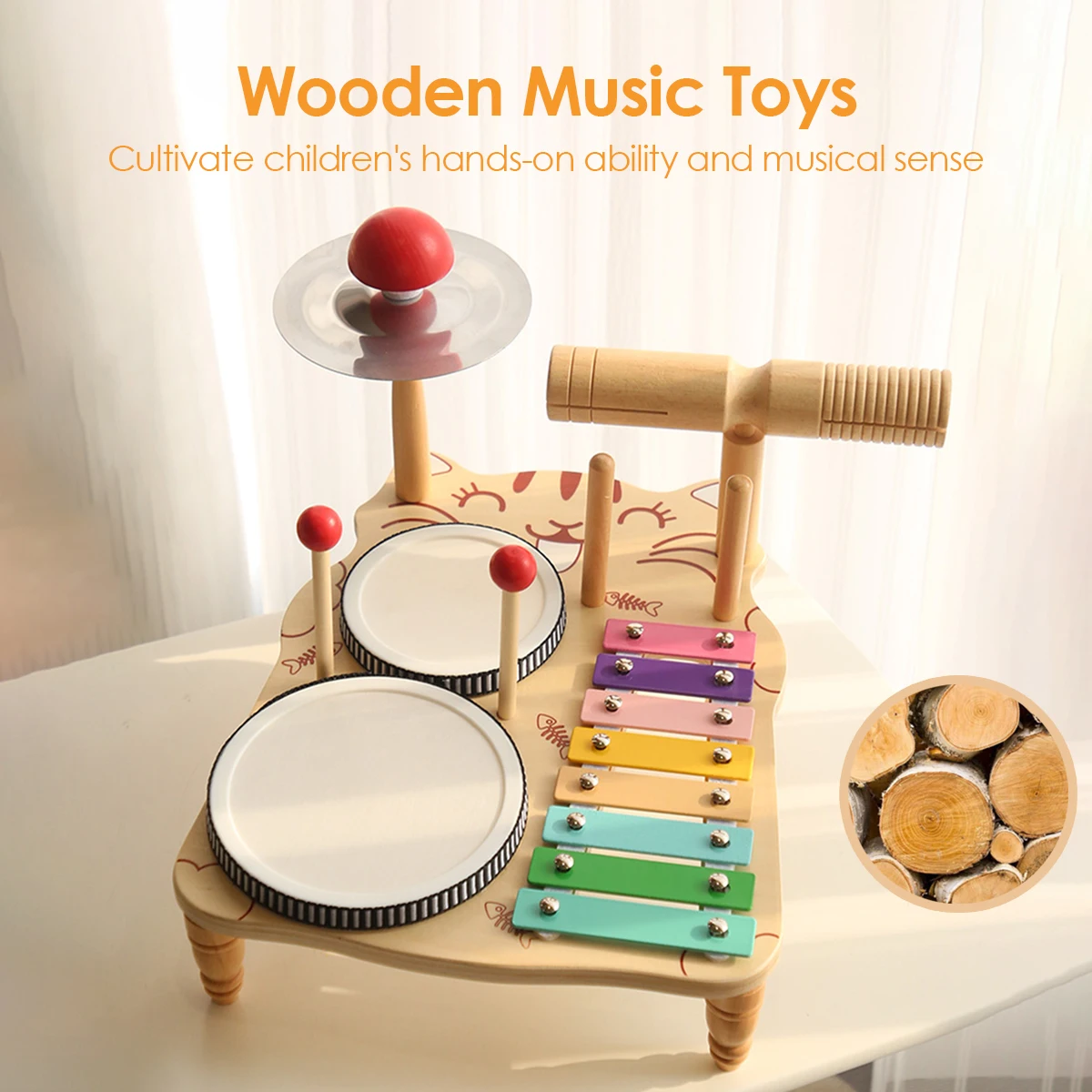 

Детский деревянный музыкальный инструмент: перкуссионная арфа, ударный барабан, перкуссионный гонг, ручной барабан для малышей, развивающие игрушки