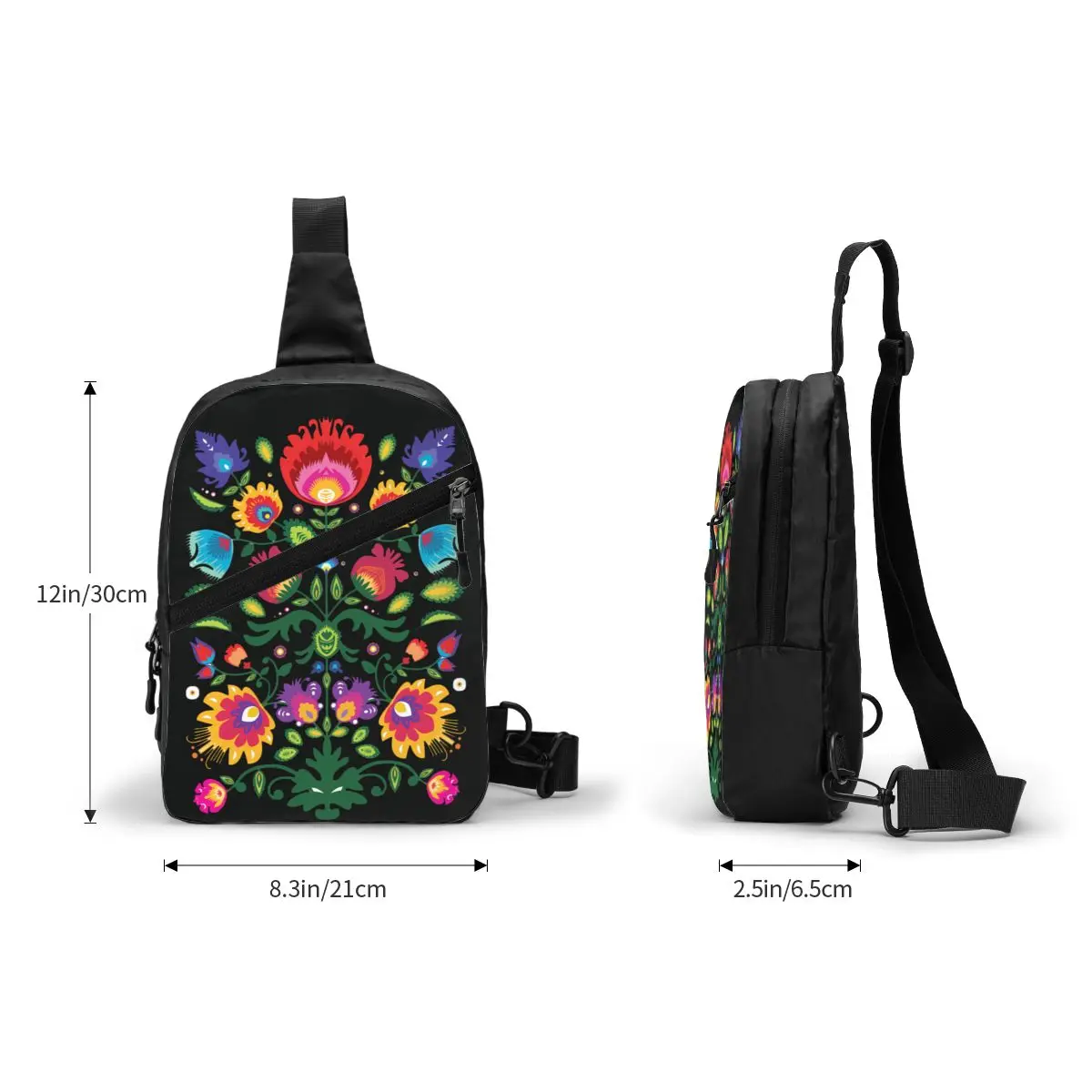 Polish Folk Floral Sling Chest Crossbody Bag Men Cool Poland Flowers Art Shoulder Backpack for Travel Cycling