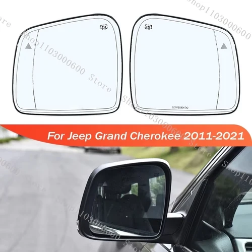 Imagen 1 del producto Para Jeep Grand Cherokee 2011-2021 puerta retrovisora de coche lente de espejo lateral de cristal con puntos ciegos calentados 68082635 AB 68082638 AB