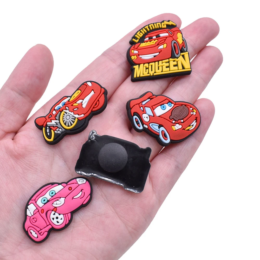 Shoe Charms 1pcs Cartoon Cars Lightning McQueen Shoe Charms PVC Accessories DIY Shoe Decoration For Clog Sandal Kids X-mas Gifts