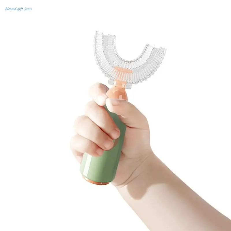 Cartoon Handheld 360 Degree U-shaped Baby Toothbrushes Soft Silicone Teeth Brushes Kids Teeth Cleaner Care Cleaning Tool