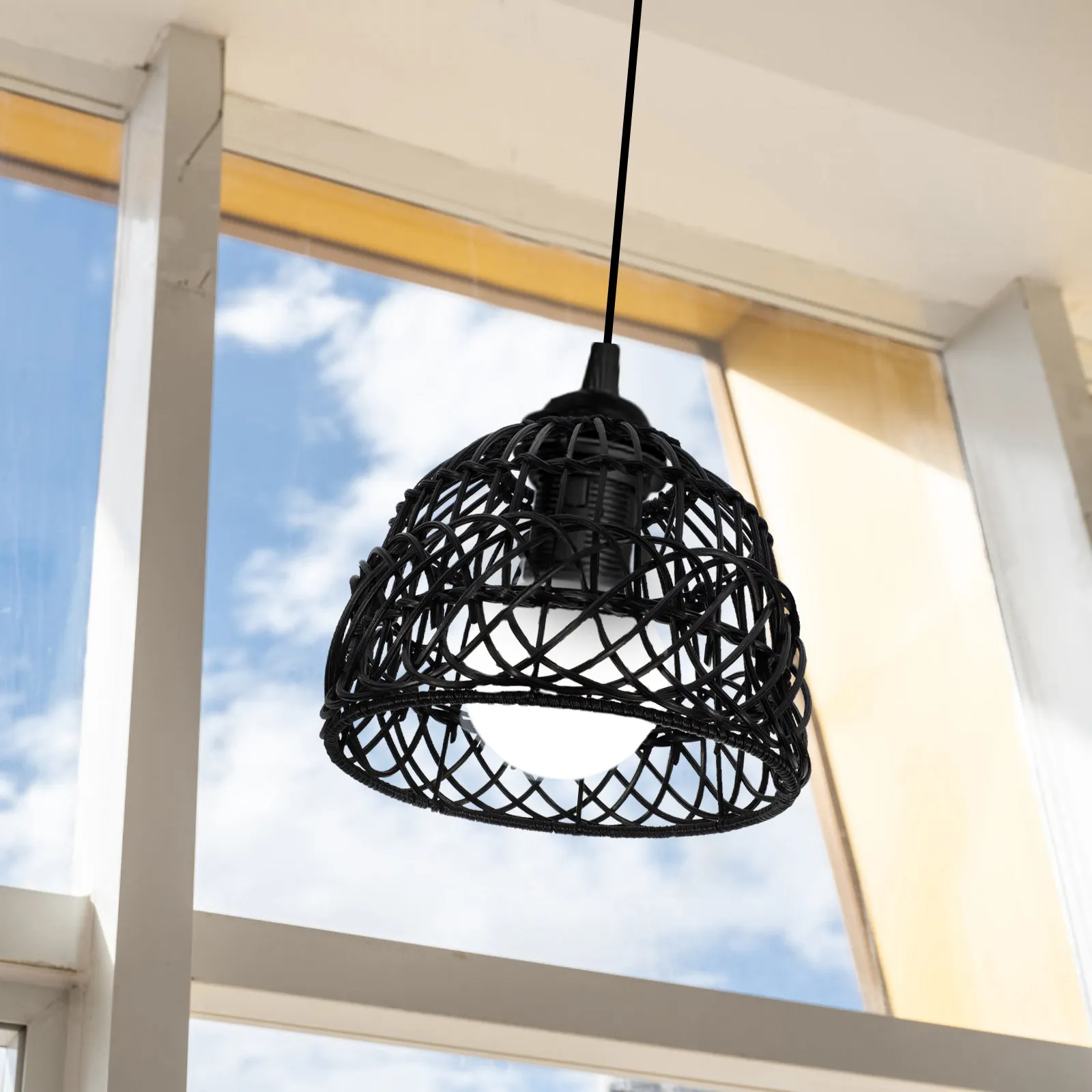 

Подвесной абажур из плетеного полипропилена и металла, маленький декоративный светильник для кухни, чайной комнаты, столовой