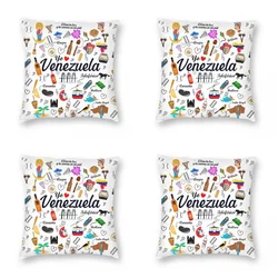 4 Pcs - 45CM - Venezuela Pride Square Pillowcase Two Side Printing Decorative Cushion Cover Home Floral Pillow Case For Car Sofa