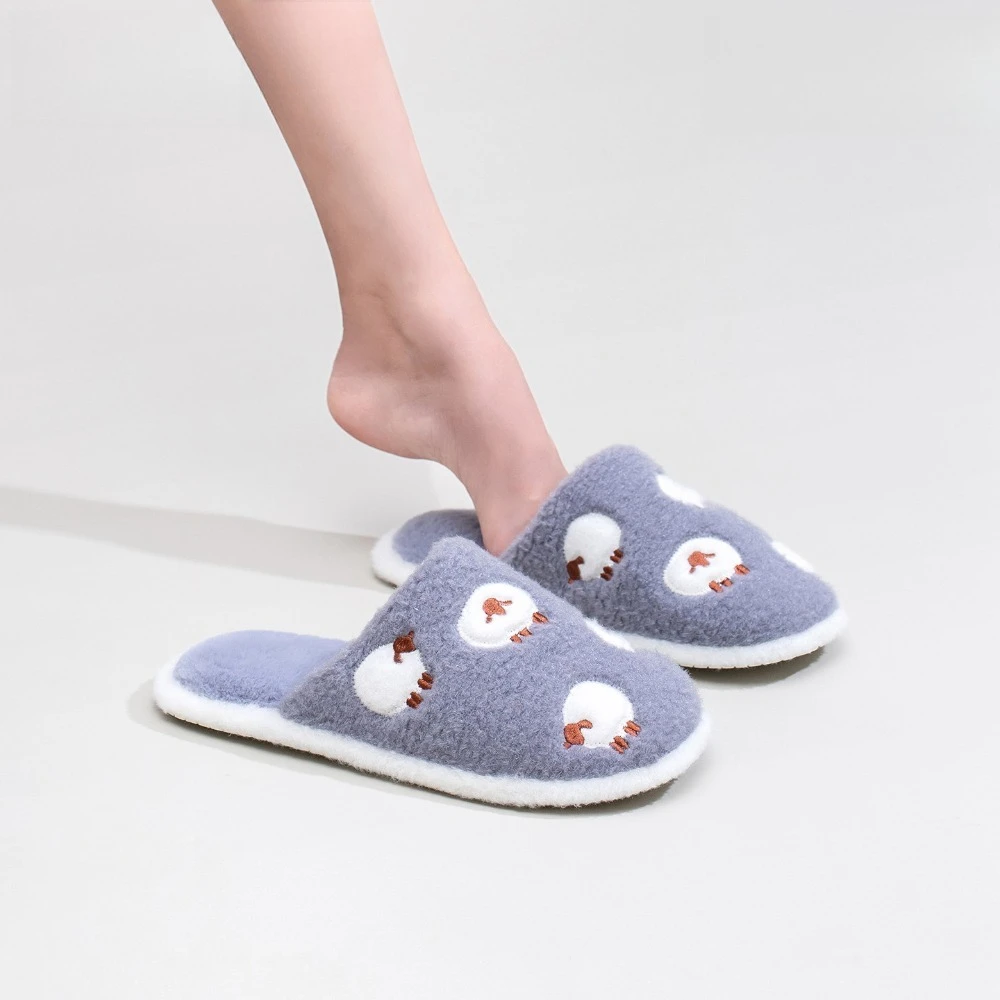

Новые женские домашние домашние тапочки на осень и зиму, теплые пушистые уютные тапочки с вышивкой в виде овцы, закрывающие носок