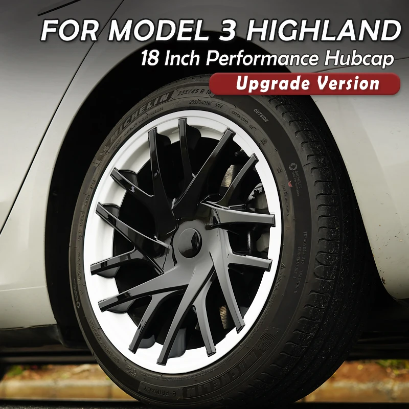 4PCS HubCap for Tesla  Model 3 Highland 2024 18 Inch Car Performance Wheel Cap Replacement Automobile Full Rim Cover Accessories