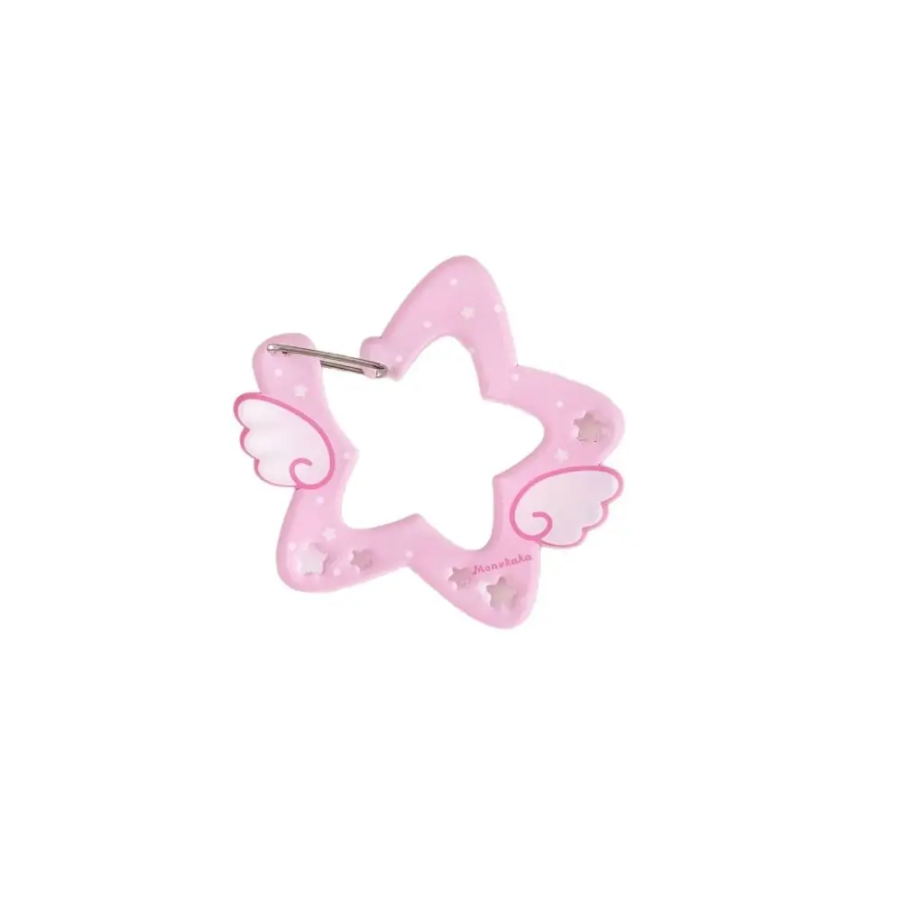 Kawaii Acrylic Wings Stars Carabiner Candy Color Portable Keyring Hook Card Holder Multipurpose Backpack Pendant Outdoor